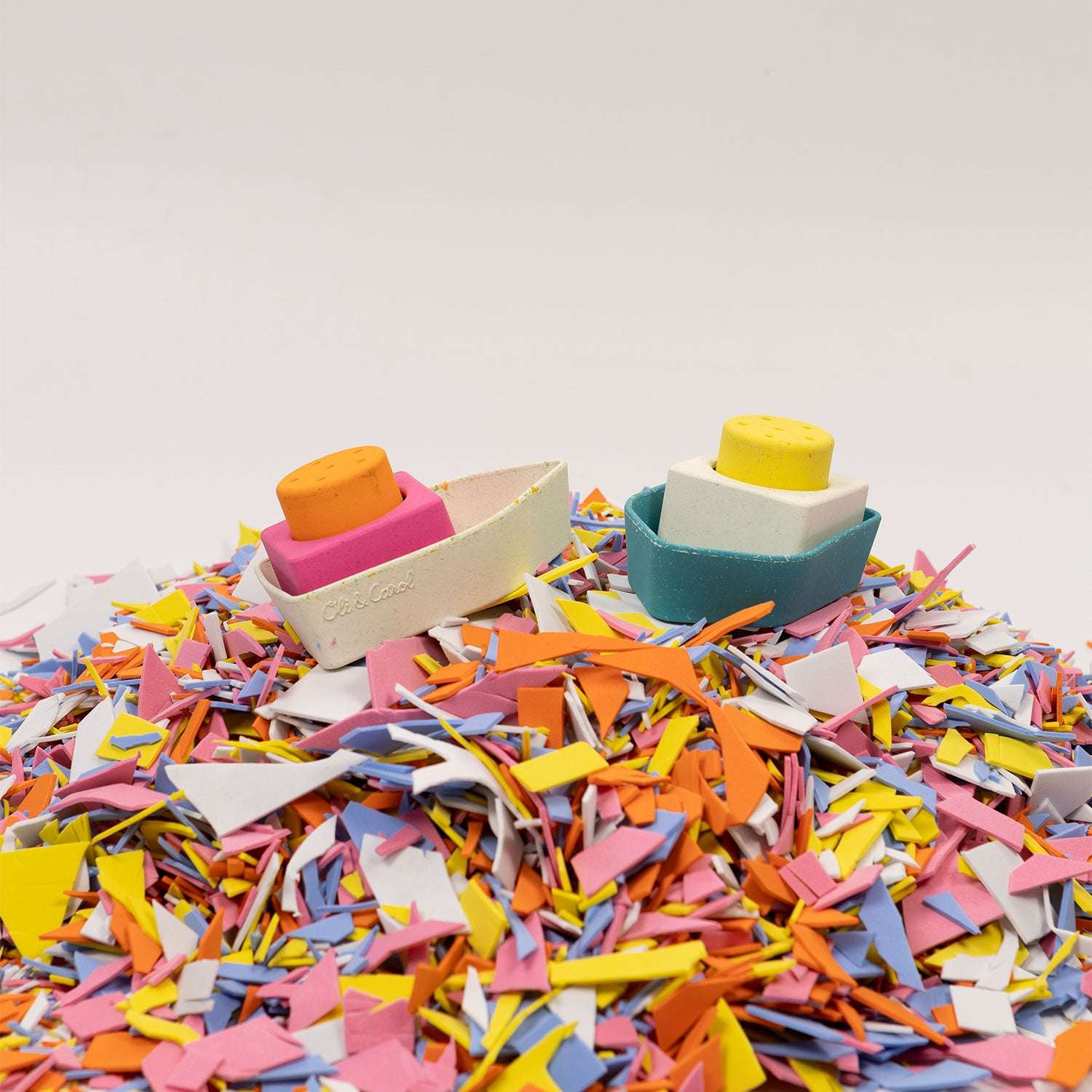 Upcycled Rubber Bath Toy Boat Orange - Oli&Carol