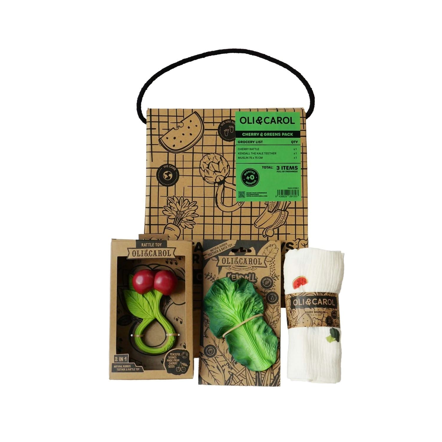 3 Months Old Baby Gift Set Cherry & Greens - Oli&Carol